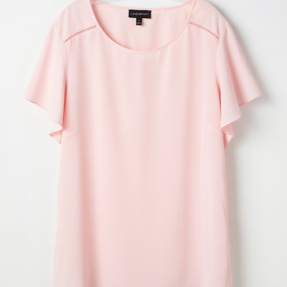 Lane Bryant Light Pink Flutter Sleeve Blouse